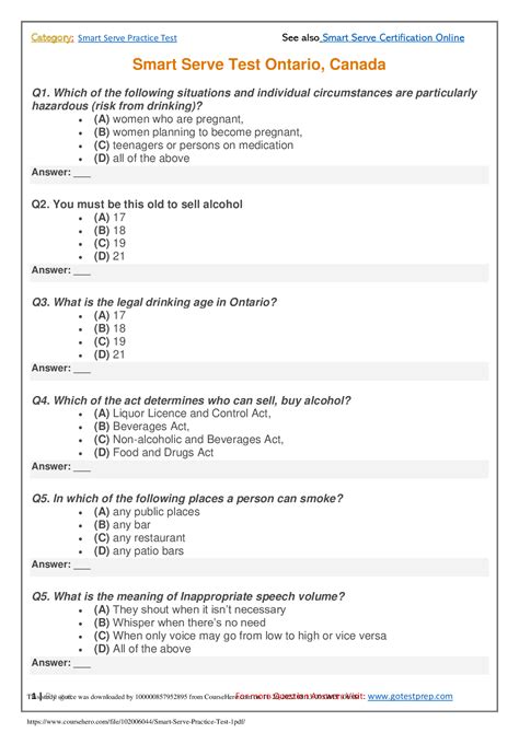 smart serve practice test free